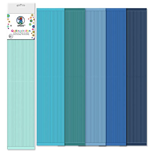 Ursus 57510005 - Quillingstreifen 360 Stück, 5 mm breit, Blau Töne, Papierstreifen aus Tonzeichenpapier in 6 verschiedenen Farben