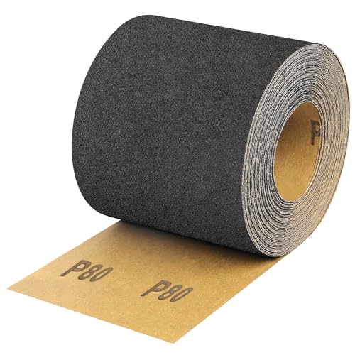 Shineboc Rollo De Papel De Lija Carburo De Silicio Grano 80, 93 Mm X 10 M, Para Lijar Madera, Pintura, Yeso, Relleno, Metal Y Más, Papel De Lija De 93 Mm De Ancho Compatible