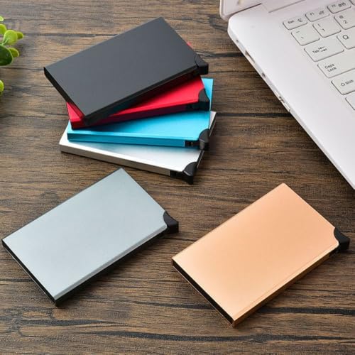 Credit Card Holder Automatic Creative Wallet ID Card Purse Portable Pop Up RFID Blocking Box(Black)3