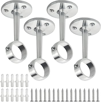 4 PCS Curtain Rod Brackets Closet Rod Ceiling Mount Bracket for Home Wardrobe, 1 Inch25.5mm Diameter