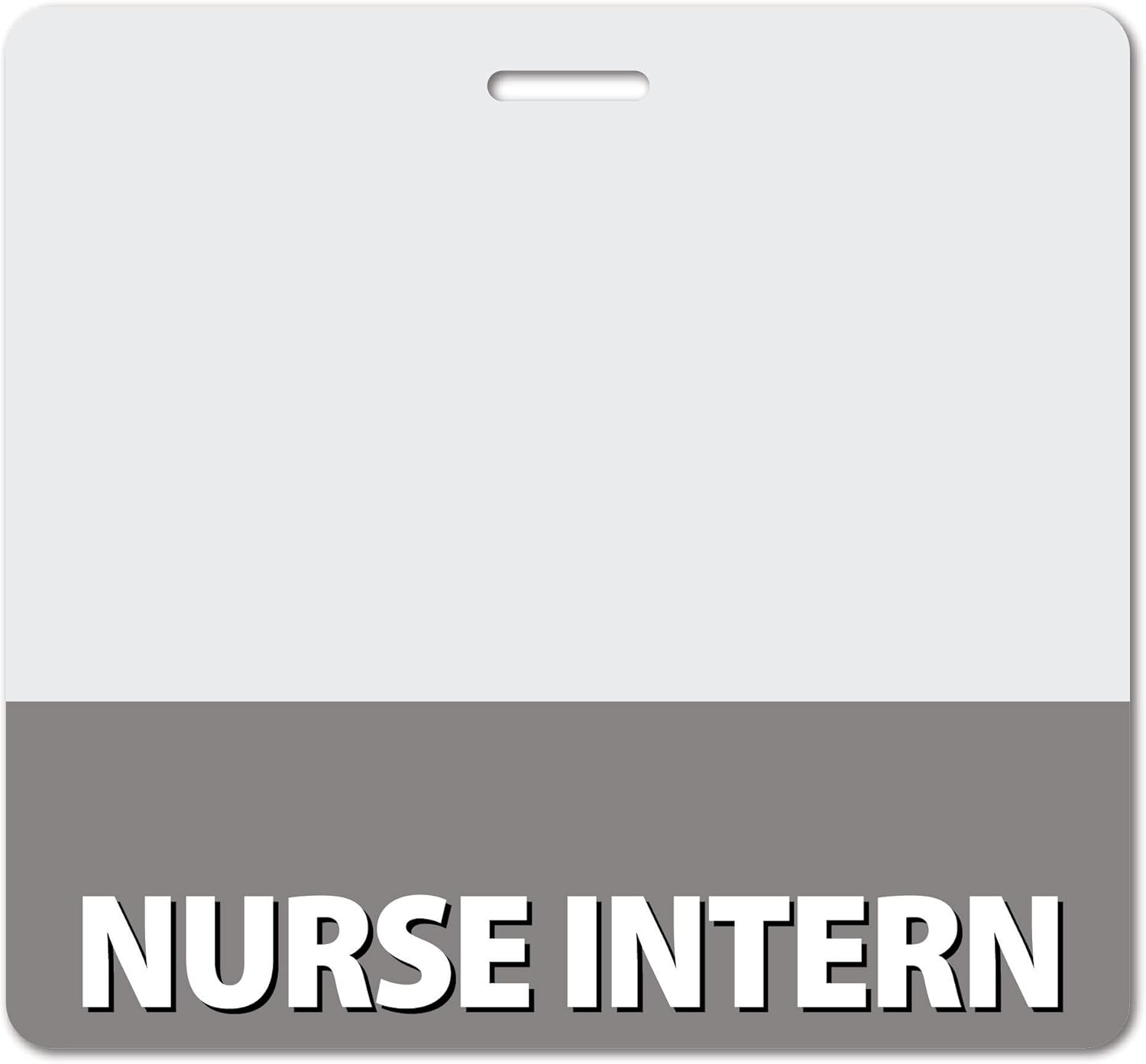 Nurse Intern Heavy Duty Horizontal Gray (100 Pack) - Spill & Tear Proof Cards - 2 Sided USA Printed Quick Role Identifier ID Tag Backer by BadgeZoo