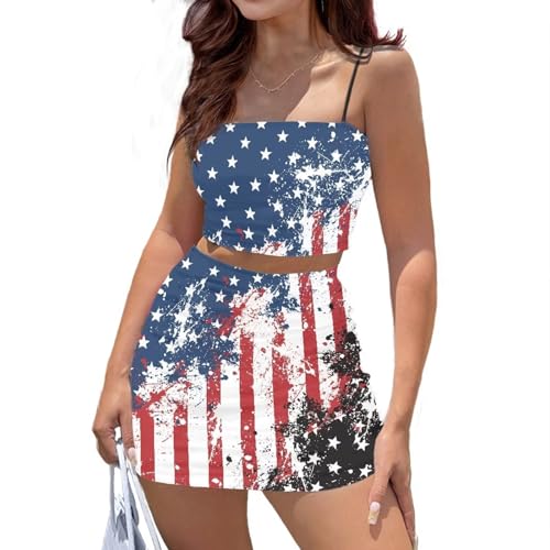 Image of 2025 Sexy Spaghetti Strap Crop Tops and Bodycon Skirt Casual 2 Piece Set S-4XL