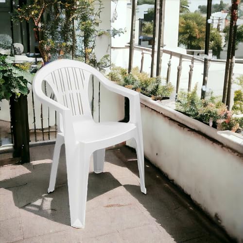 Fauteuil de jardin blanc Sicignano lot de 2 chaises empilables extérieures mat - 8