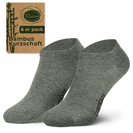 Piarini 6 Paar Bambus Socken Sneaker Socken Herren dünne atmungsaktive antibakterielle diabetiker Füßlinge Gr. 43 44 45 46 melange grau