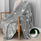 Sted Glow in The Dark Blanket Gifts for Boys 50 x 60 Inches, Soft Cute Flannel Fleece Stars Blanket,