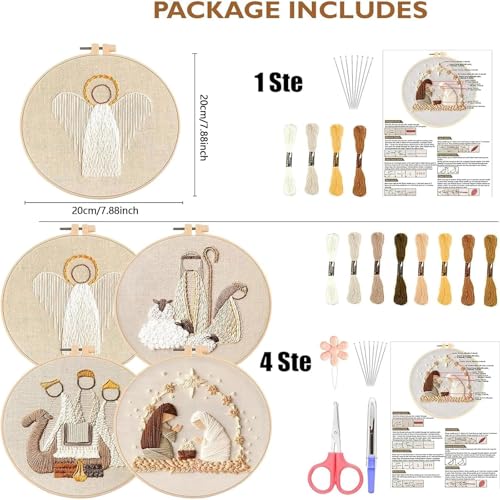 Image of YOUDRN Nativity Scene Embroidery kit,Christmas Cross Stitch Kits,DIY Embroidery Kit for Adults with Pattern,Cotton Threads,Needles,Instruction,20cm Hoop,for Decor Home Room (King)