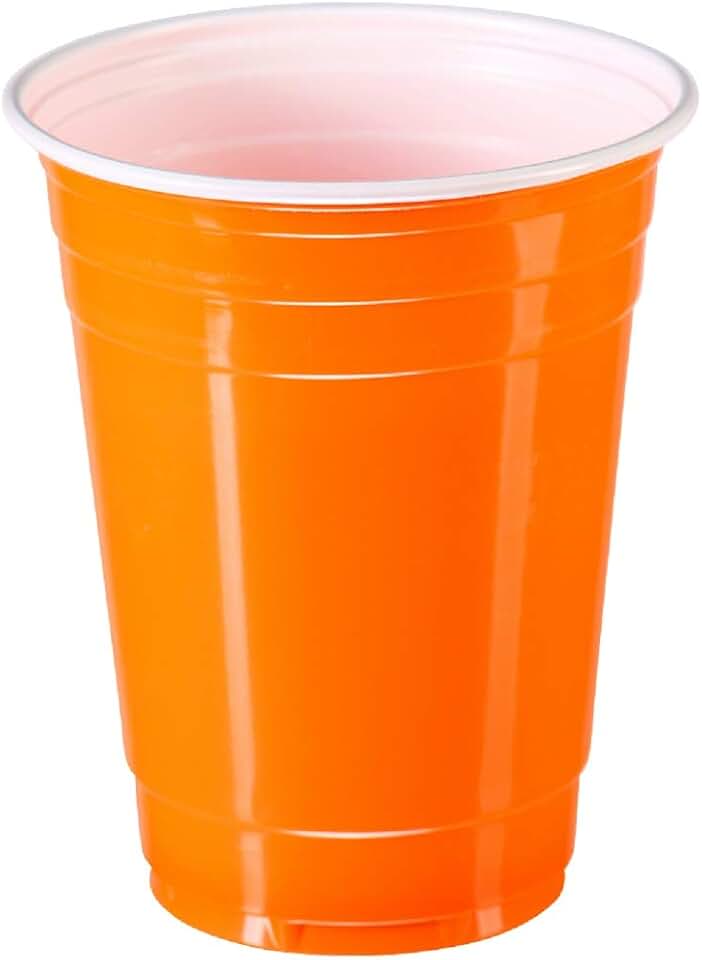 orange plastic cups