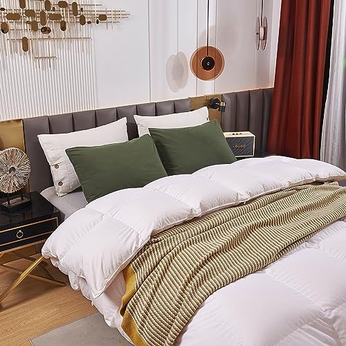 Image of ECOCOTT 2 Pack Pillowcase Queen Size with Army Green Pillow Cases Set, 100% Cotton Queen Pillow Covers Envelope Closure (Queen, 20 inchx30 inch)