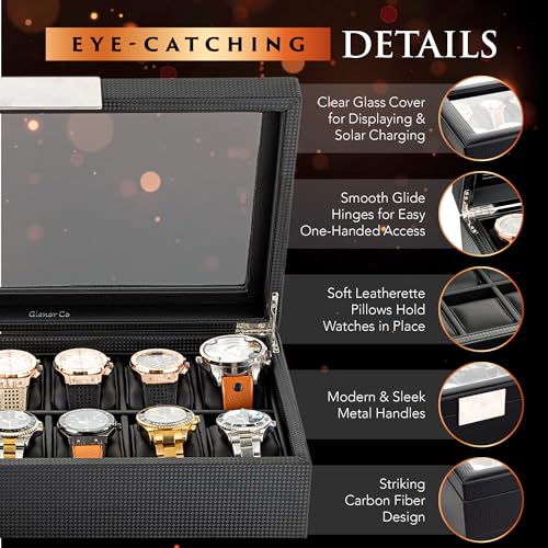 Glenor-Watch-Box-For-Men-12-Slot-Luxury-Carbon-Fiber-Design-Display-Case-Large-Holder-Metal-Buckle-Black-By-Glenor-Co