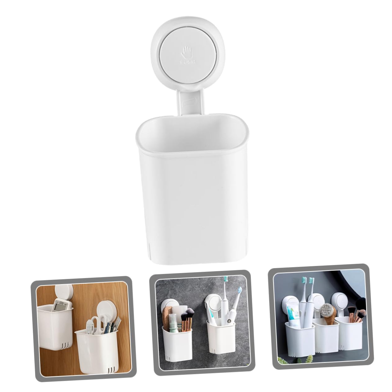 HEALLILY 3 Pezzi Portaspazzolino da con Ventosa per Bagno Organizer per Spazzolini e Design con per Dentifricio e Scarico Adatto Superfici Lisce e Non Porose Materiale Resistente e