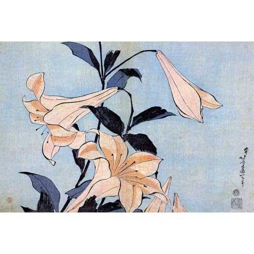 Impression Hokusai Lys grand format pour une ambiance zen chez soi