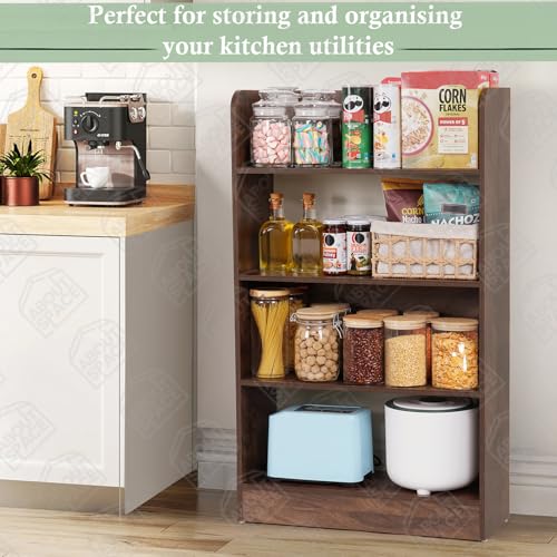 Image of ABOUT SPACE Bookshelf for Home - 4 Tier Books Rack for Study Room Multipurpose Open Shelf for Home, Office, School Engineered Wood Book Organizer Shelf (Walnut - L 62.5 x B 23.5 x H 105 cm)