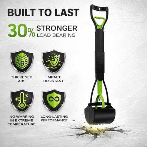 Image of 28 inchpooper scooper,dog pooper scooper,pooper scooper for large dogs,Folding Dog Poop Scooper, No-Bend Cleanup,with Durable Spring & Premium Material, Works on Grass /Dirt /Gravel & More Surfaces (Green)