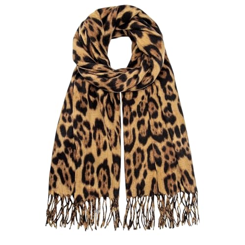 MUNSKT Bufanda de Invierno de Gran Tamaño para Mujer y Hombre, Bufanda de Invierno con Estampado de Leopardo Suave y Grueso, Estilo Jersey, Chal de Moda, Regalo de Navidad, Talla única