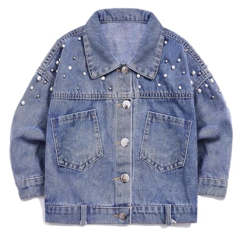 YIYI Little Girls Denim Jacket Button Down Jean Jakcets Long Sleeve Denim Coat Outwear