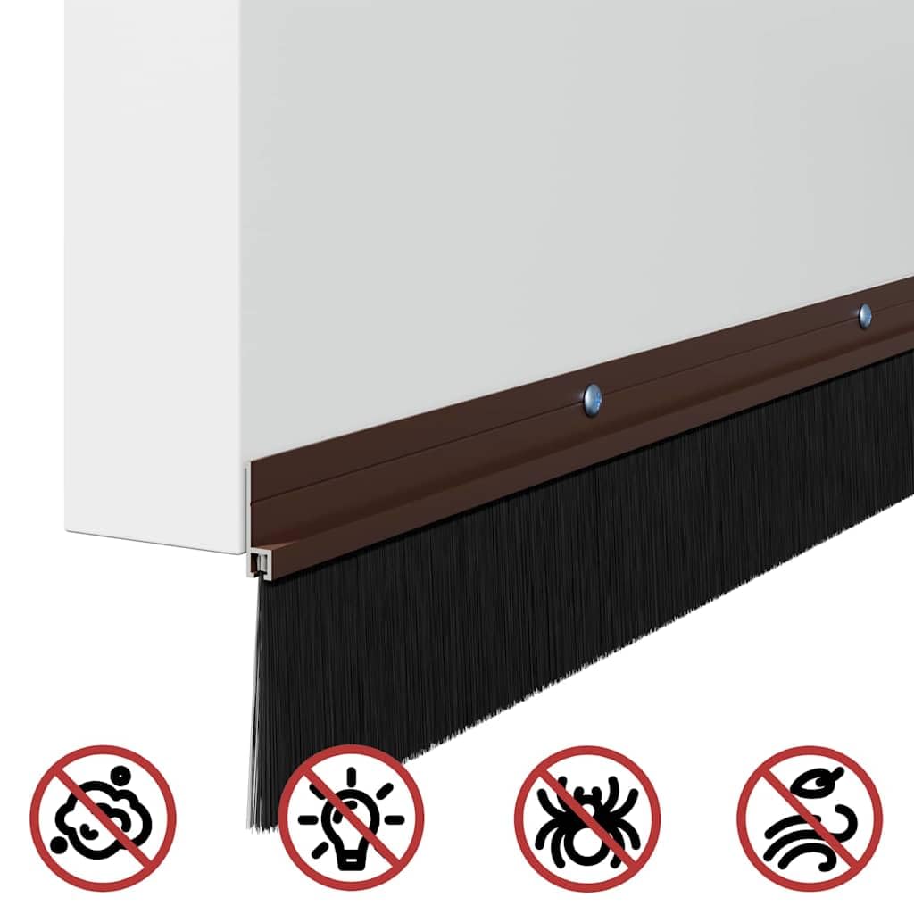 Uszczelki do szczotek drzwiowych, brązowe, ze stopu aluminium, długość 100 cm, 12 sztuk z nylonowym włosiem, do drzwi wewnętrznych i pokojowych, ochrona przed kurzem i izolacją akustyczną