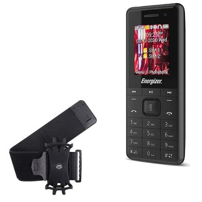 BoxWave Holster Compatible with Energizer E3 - ActiveStretch Sport Armband, Adjustable Armband for Workout and Running - Jet Black