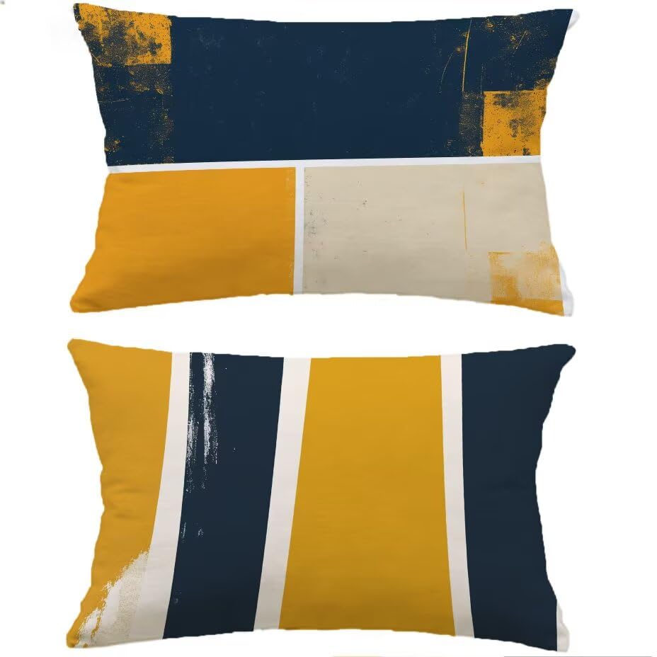Housse de coussin de jardin imperméable 40x70 lot de 2 orange aspect lin déperlant M-P959