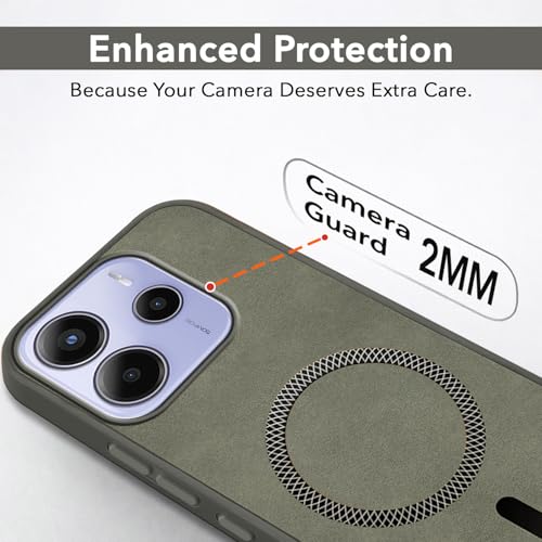 Image of Jkobi Leather Finish Back Cover Case for Redmi Note 14 5G | Redmi Note 14 SE (MagSafe Compatible Wireless Charging | Soft Touch | Camera Bump Protection)