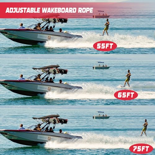 image for ASVAEVAS 75FT Wakeboard Rope and Handle, No Stretch Dyneema Wakeboard 
