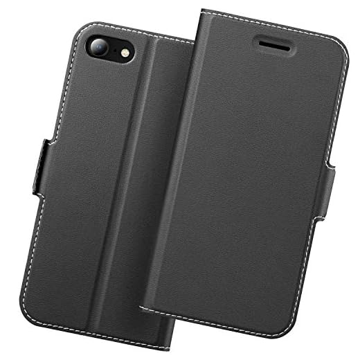 Fodral iPhone SE 2020, Fall iPhone SE 2 , Mobilskal iPhone SE 2020 med Korthållare,Magnetisk Stängning, Hülle/Handyhülle/Schutzhülle-Fullständigt Skydd iPhone 7/iPhone SE 2020/iPhone 8, Folio Phone Case.Svart