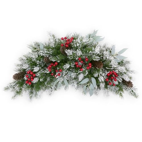 HiiARug Christmas Swag 26 Inch Artificial Christmas Mailbox Swag Front