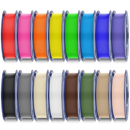 Image of SUNLU PLA+2.0 3D Printer Filament Bundle, Multicolor PLA+ Filament 1.75mm, Individually Vacuum Packed, 0.25kg per Spool, 16 Pack, 4kg Total