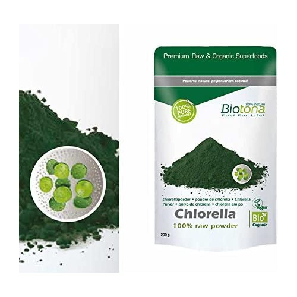 BIOTONA CHLORELLA RAW 200gr. BIO – produit multifonction à large champ d’application, poids 200 g, s’intègre facilement dans une routine de tous les jours et est conçu pour offrir un grand confort d’u