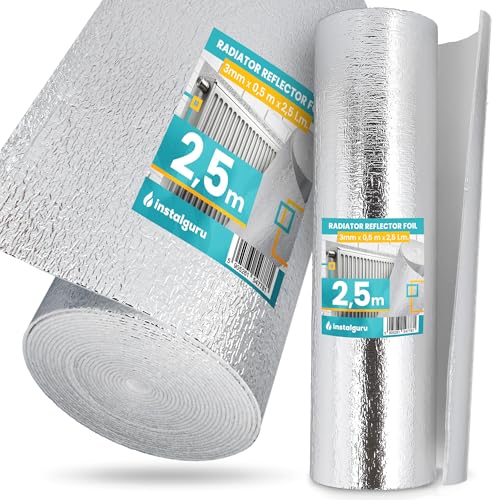 Heizkörper Reflexionsfolie Heizung Isolierfolie 3x0,5x2,5m Isoliermatte Thermofolie Dämmfolie Wärmereflektor Wandisolierung Böden Dachböden Garage Fenster Kälteschutz Schuppen Hütte Zwinger Wohnmobil