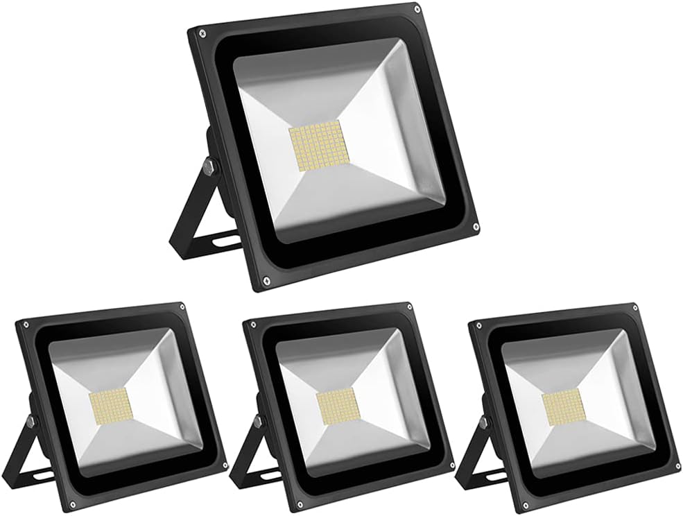 Greenmigo 4pcs/Pack 80W LED SMD Flood Light Warm White Outdoor Garden Lamp IP65 Spot Lights LED Floodlight AC 85~265V [Energy Class A+++]