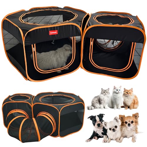 Portable Cat Dog Playpen Tent with Play Tunnel, Pop-up 3-in-1 Two-Room Pet Play House Tent, Foldable Pet Maternity Room for Puppy & Kitten, Condo for Small Animals Indoor Outdoor Play Tent Portable Cat Dog Playpen Tent with Play Tunnel, Pop-up 3-in-1 Two-Room Pet Play House Tent, Foldable Pet Maternity Room for Puppy & Kitten, Condo for Small Animals Indoor Outdoor Play Tent