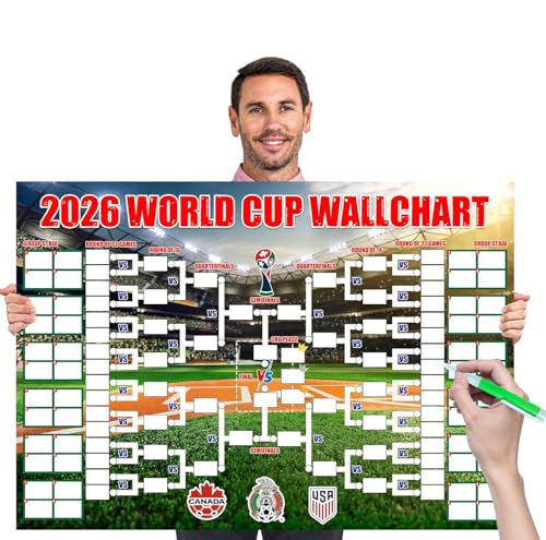 World Cup Schedule Poster&Final Round 48-Team Collection Showcase 2026 2-in-1 Double-Sided Functional Poster Football Merchandise Decorations Soccer Match Decor Wall Chart Soccer Fans Gifts 60x90cm