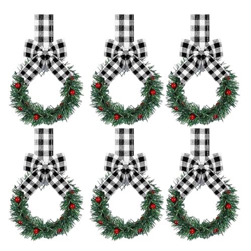 6er Set kleine Weihnachtskränze - Künstliche Winterkränze mit...