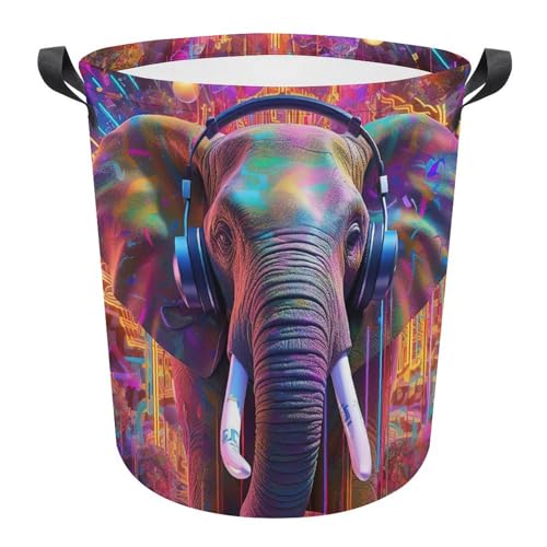 Cesta para la colada de elefante africano cubo de ropa sucia bohemio para dormitorio 34x42cm 2