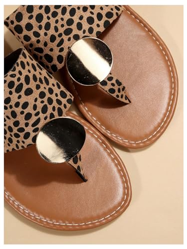 Verdusa Women's Leopard Print Flip Flop Sandals Casual Thong Sandals3
