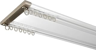 Ultra-Thin Double Track Curtain Rod, Aluminum Alloy Invisible Curtain Track for Inward Opening Windows, Versatile 260cm (8.5ft) Classic White Design