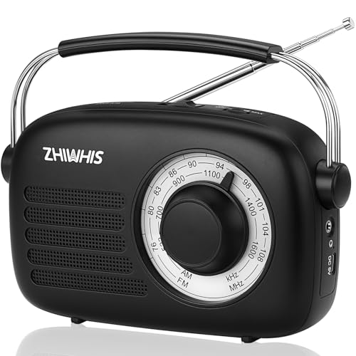 ZHIWHIS ラジオ FM/AM/ワイドFM対応 卓上ポータブルDSP高感度 内蔵2000mAhリチウム電池/乾電池で使用可能 スピーカー/イヤホン使用可能/大型つまみ/バックライト/USB-C充電式 高齢者に最適 防災 2025新登場ZWS-579