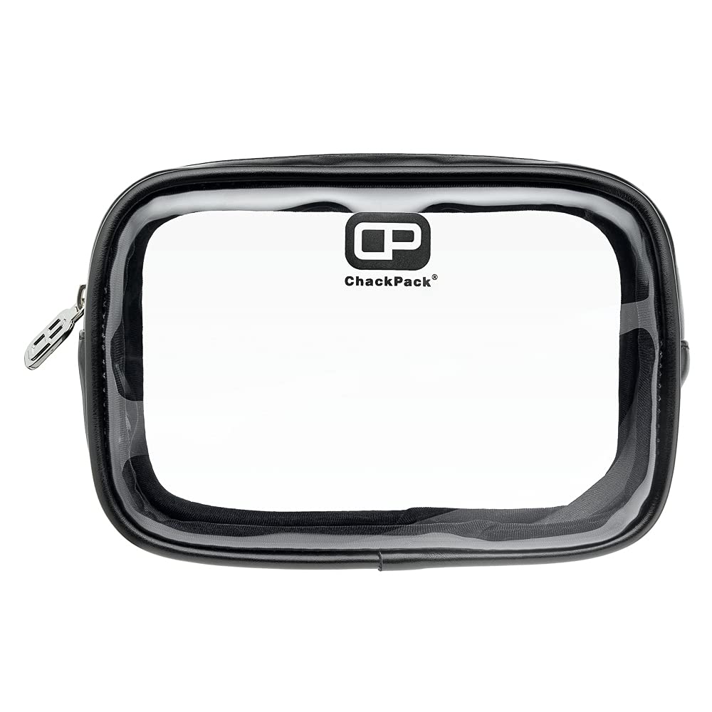 ChackPack Reisetasche Leder Edition - durchsichtig I ideal für Reisen als Handgepäck, Kulturbeutel oder Kosmetiktasche I Unisex Reise Organizer Set I wasserfeste Schminktasche mit Aufhängfunktion