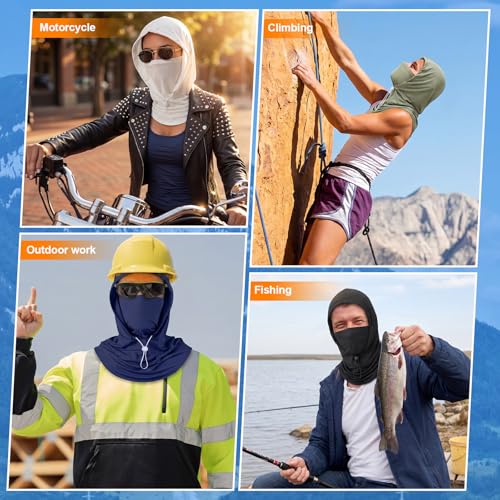 Image of Funtery 4 Pack Cooling Balaclava Face Mask UV Protection Breathable Full Head Hood for Men Women Cycling Fishing Motorcycle