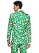 Offstream Men's Ugly Christmas Suit - Crazy Holiday Clothing - Green with X-Mas Icons - Includes Blazer, Pants - Tie