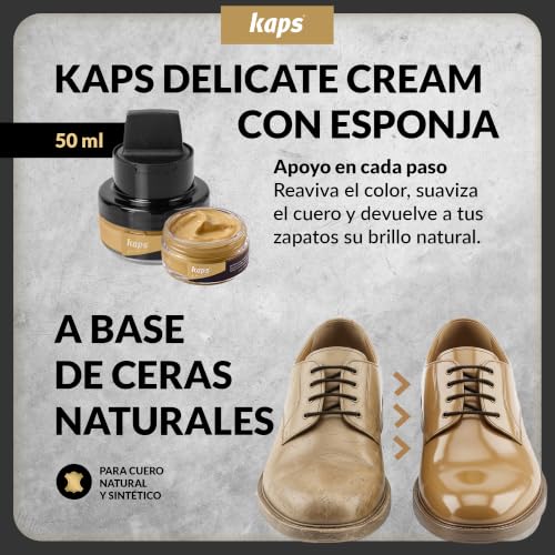 Miniatura 3 de Kaps Crema Para Zapatos Con Aplicador De Esponja, Cuidado Intensivo Y Nutritivo Del Cuero, Delicate, 70 Colores 118 - Negro