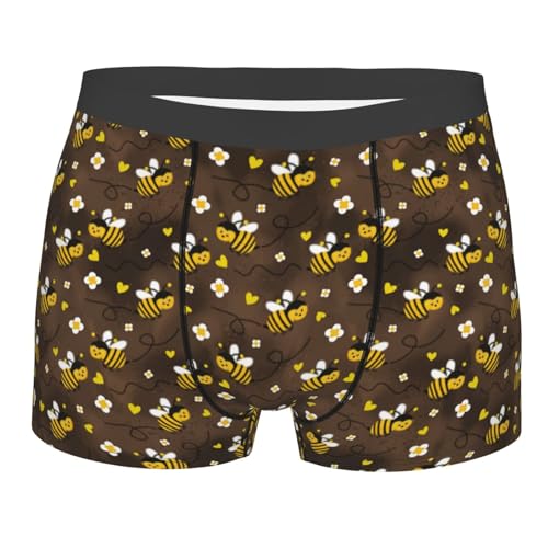 Flying Furry Honey Bees Mens Boxer Briefs Poly Spandex Boxer Briefs Underwear-
