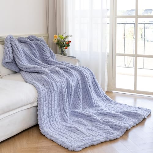 Larexius Chunky Knit Blanket - Luxury Soft Cozy 60 * 80 Throw Blanket,100% Woven Blanket Rope Knot...