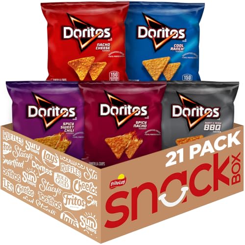 Image of Doritos Flavored Tortilla Chips, Variety Pack, 1 oz Bags, (21 Pack)