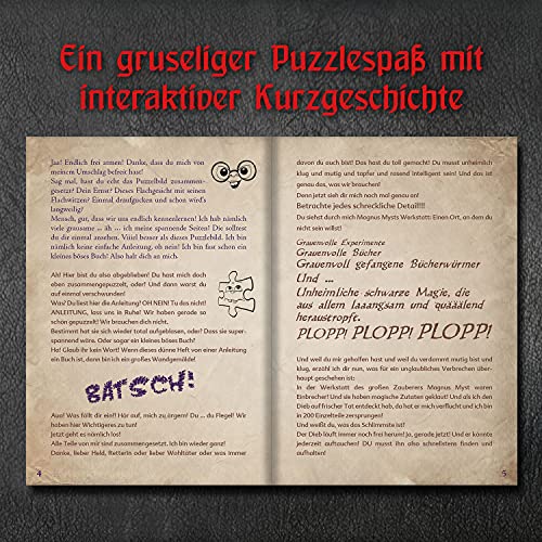 KOSMOS 680794 Story Puzzle: Das kleine Böse Puzzle, 200 Teile, interaktives Puzzle-Abenteuer mit Grusel-Spaß, Lesen - Puzzeln - Rätsel lösen, für Kinder ab 8 Jahre – Bild 6