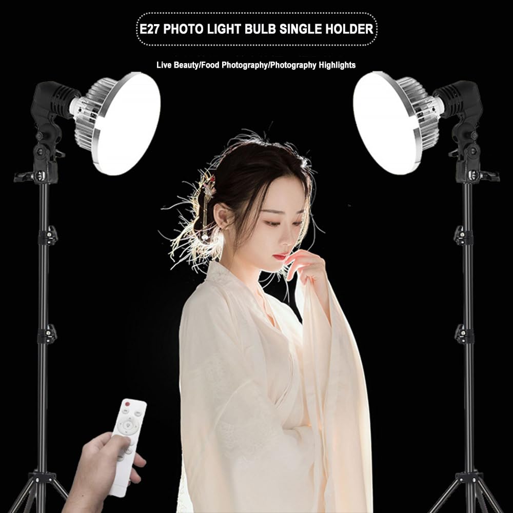 2 X Fotografia Lampada Fotografica Singolo Supporto E27 Attacco Clip Studio EU Spina