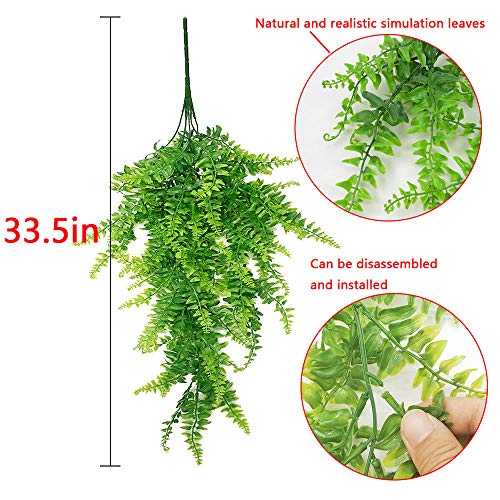 Musdoney Artificial Plants Boston Ferns Fake Vines Hanging Ivy Decor Plastic Greenery For Wall Indoor Outdoor Hanging Baskets Wedding Garland Decor (Pack Of 2) #TOP1