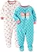 Carter's Baby Girls' 2-Pack Fleece Pajamas, Ivory Heart/Mint Butterfly, 18 Months