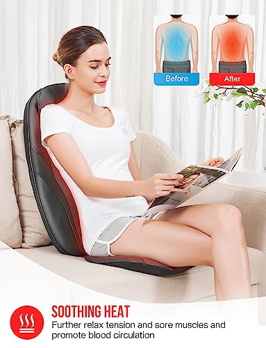 Image of Snailax Back Massager with Heat, Gifts for Men, Women, Electric Deep Tissue Kneading Full Body Massage Chair for Back Pain, Home, Office Use, App Control
