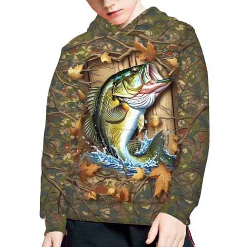 Image of WELLFLYHOM Boys Hooded Sweatshirts Hoodie Pullover Cool Graphic Crewneck Blouses Size 6-16